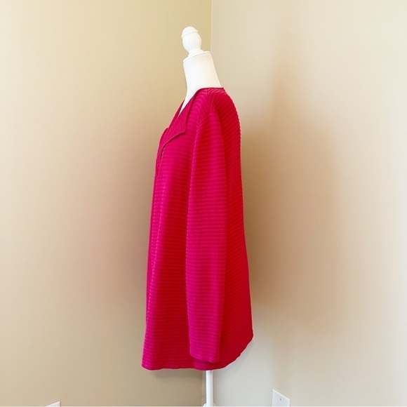 Talbots Open Front Ribbed Long Sleeve Pink Cardigan - Large - Picture 2 of 8